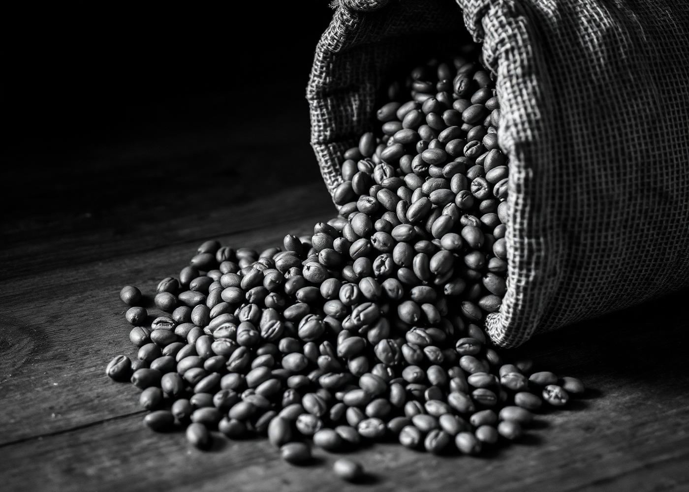 Bagged green coffee in warehouse storage